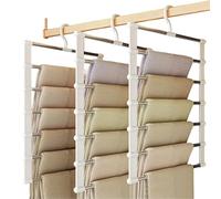 3Pack Trouser Hangers, Wardrobe Storage Organiser, Space-Saving Non-Slip Closet Organizer Pants Hangers, MultiFunctional Clothes Hangers for Clothes, Trousers, Jean, Tie, Scarf, Skirt, Towel