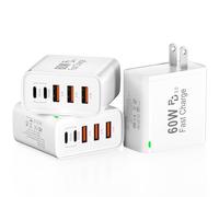 3Pack USB C Fast Charger Block, 60W 5-Port USB C Wall Charger 30W Type C Charging Block, 2USB C+3USB A PPS/PD 3.0 Multiport Charging Cube for iPhone 16 15 14 13 Pro Max,for Galaxy S25 S24 Ultra, i Pad