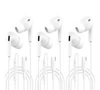 3Pack USBC Wired Earphones for iPhone 16/15/Plus/Pro/Pro Max,HiFi Stereo In-Ear Headphones with Built-in Mic & Volume Control Compatible with iPad Pro,Pixel 7/6,Galaxy A55/A34/A54/A53/S24/S23 FE &More