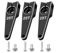 3Pack Vgoohobby 25T Servo Arm Horn Aluminum 25 Teeth Steering Arms Compatible with Futaba Hitec Savox Power HD Servo Motors Fit RC Crawler Car Airplane Plane Boat (1inch,Black)