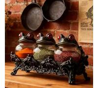 3pack Witch Frog Apothecary Spice Jars, 2026 New Unique Vintage Jars with Frog Lids, Kitchen Gothic Food Storage Containers, Xmas Display Home Decor for Spices, Herbs, Salts