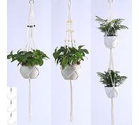 3Packs Macrame Plant Hangers with 3 Hooks, Macrame Wall Hanging Handmade Hanging Planters Flower Pots Holder Stand for Indoor Room Ceiling Window Decor.