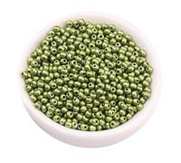 3Packs Metallic Glass Seed Beads,Mix Size 2/3/4MM Matte Mini Glass Seed Beads for Bracelets,Crafting,Keychain,About 1170Pcs,Green