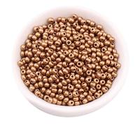 3Packs Metallic Glass Seed Beads,Mix Size 2/3/4MM Matte Mini Glass Seed Beads for Bracelets,Crafting,Keychain,About 1170Pcs,Dark Gold