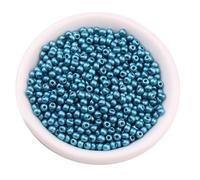 3Packs Metallic Glass Seed Beads,Mix Size 2/3/4MM Matte Mini Glass Seed Beads for Bracelets,Crafting,Keychain,About 1170Pcs,Blue