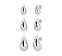 3Pair Silver Teardrop Earrings Set Dupes for Women Thick Silver Chunky Hoop Earring Water Drop Earring for Women Hypoallergenic