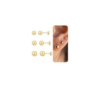3Pairs 14K Gold Flat Back Earrings for Women Hypoallergenic Helix Jewellery | Hypoallergenic Gold Flat Back Stud Earrings Screw Back Sleeper Cartilage Helix Tragus Piercing Jewellery Set Gifts