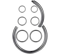 3Pairs 18G/16G 6/7/8/9/10MM Surgical Steel Clicker Hinged Nose Rings Small Thin Hoop Earrings, Safety Hypoallergenic 14K Gold Plated Tiny Seamless Hoops Set for Septum Nostril Cartilage Helix Tragus