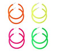 3Pairs 80s 90s Neon Earrings for Women Retro Colorful Acrylic Cassette Tape Flash Lightning Dangle Earrings Geometric Oval Triangle Star Neon Earring for 80's Outfit Glow Party Accessories, Acrylic