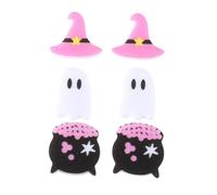 3Pairs Colorful Acrylic Sequin Halloween Earrings Set Funny Cute Cartoon Resin Pumpkin Ghost Bat Witch Black Cat Moon Spider Dangle Earring for Women Halloween Costume Praty Jewelry Festival Gift
