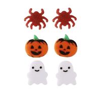 3Pairs Colorful Acrylic Sequin Halloween Earrings Set Funny Cute Cartoon Resin Pumpkin Ghost Bat Witch Black Cat Moon Spider Dangle Earring for Women Halloween Costume Praty Jewelry Festival Gift