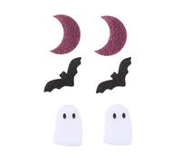 3Pairs Colorful Acrylic Sequin Halloween Earrings Set Funny Cute Cartoon Resin Pumpkin Ghost Bat Witch Black Cat Moon Spider Dangle Earring for Women Halloween Costume Praty Jewelry Festival Gift