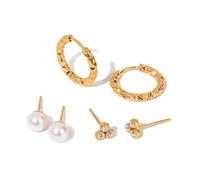 3Pairs Earrings for Women Girls, Hammer Ring Pearl Stud Earring Non Repetitive Earring Suitable for Daily life Parties,Statement Earrings Birthday Christmas Jewelry Gift