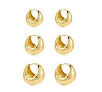 3pairs Gold Hoop Earrings for Women, Chunky Gold Huggie Earrings, For Wearing at Weddings, Family Gatherings, Birthdays