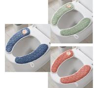 3Pairs Plush Warm Thick Padded Toilet Seat Cover Mat Non Slip Soft Toilet Seat Cushion Washable Bathroom Warmer with Self-Adhesive Tape