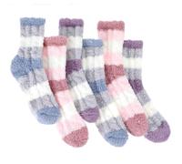 3Pairs Soft Thickened Women's Fuzzy Slipper Socks, Mid-Calf Coral Fleece Warm Plush Home Sleeping Socks, Cute Fluffy Sock Bed Sock for Women Men Winter Sleeping Warm Christmas (Pink, Blue, Purple)