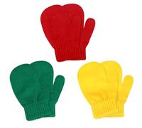 3Pairs Toddler Gloves Ages 2-4 Years, Winter Baby Warm Mittens Cute Stretch Full Finger Knitted Gloves Winter Warm Kids Gloves (Christmas Colors)