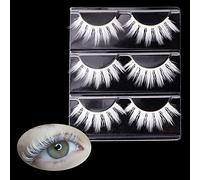 3Pairs White False Eyelashes Natural Look Eye Lashes Wispy Faux Mink Lashes,Reusable Strip Lashes 3D Fluffy White Fake Eyelash for Halloween Cosplay Masquerade Party
