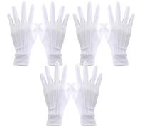 3Pairs White Gloves, White Gloves for Handling Wedding Dress - Fancy Dress, Soft Moisturizing Glove Suitable for Coin Handling, Parade, Formal Guard, Police, Wedding, Tuxedo, Jewelry Inspection