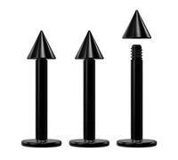 3pc 14g 1.6mm 8mm Inch Black Stainless Steel Lip Bar Labret Bar Ring 3mm Monroe Ear Tragus Stud Bulk Lot
