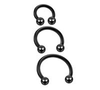 3pc 16g 1.2mm Black Horseshoe Bar Earrings Circular Barbell Cartilage Bar Piercing Rings Tragus Helix 6mm 8mm 10mm
