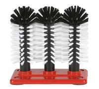 3pc 18cm Glass Dish Brush Set Perlon Bristles Rubber Feet