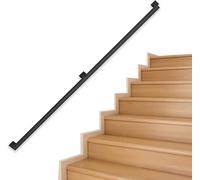 3PC 1ft-20ft Adjustable Staircase Handrail Non-Slip Metal Iron Railing Stylish Black/Gold Indoor Wall-Mounted Banister for Stairs Loft & Corridor Safety Grab Bar (19ft)