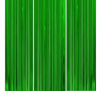 3Pc 1m*2m Christmas Green Foil Curtain - Metallic Tinsel Party Backdrop - Shimmer Fringe Hanging Streamer for Xmas Photo Backdrop, Christmas Decorations
