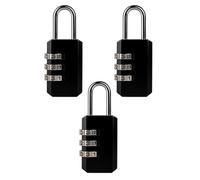 3pc 20mm 3 Digit Security Padlock - Black Combination Padlocks, Suitcases, Travelling, Luggage, Bag, Case, Home, Jewellery Box | Small Security Padlocks for Home & Travel (3pc 3 Digit Security Locks)