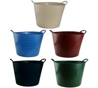 3PC 42L 42 Litre Large Robust trugs Flexi Tub Set - Mixed Assorted Colours - Multi Purpose Flexible Rubber Storage Container Buckets