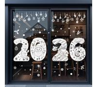 3PC 4PC 5PC 6PC 9PC Christmas Decoration Window Decals Featuring Classic Holiday Patterns Reindeer Trees Snowflakes Bells Cabin Made from PVC with Electrostatic Adsorption (4pc O)