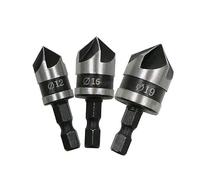 3pc 90 Degree Wood Countersink Bits Set 1/4 Inch Hex Shank ø12mm / ø16mm / ø19mm