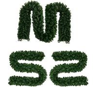 3pc 9ft Pine Plain Green Christmas Garland | 2.7m x 25cm Realistic, Non-Lit Xmas Garland for Decorating Stairs, Fireplaces, Doors & Windows, Flexible, Durable Holiday Home Decor for Indoor & Outdoor.