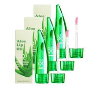 3PC Aloe Vera Lip Gloss, Long Lasting Nutritious Lip Balm Moisturizing Aloe Vera Lip Oil for Lip Treatment and Dry Lips, Color Changing Lipstick Tinted Lip Balm
