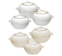 3pc Ambiente Casserole Set Insulated Food Warmer Round Thermal Hotpot 3 Sizes [White]