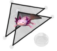 3PC Axolotl Hammock & Food Bowl for Aquarium Breathable Mesh Reptile Triangle Hammocks with Tray Feeder for Mini Pet Beard Dragon Lizard Spider (Black)