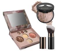 3PC Baked Palette Makeup Set for Women, All-in-One Full Face Cosmetic Make Up Starter Kit with Baked Foundation, Bronzer, Blush, Highlighters & Eyeshadows, Portable Makeup Gift Set with Makeup Brush