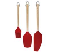 KitchenAid 3pc Birchwood Baking Set with Pastry Brush, Spoon Spatula and Mixer Spatula, Red