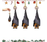 3pc Bat Christmas Ornament,Realistic Hanging Bat Tree Decoration,Unique Gothic Upside-Down Bats Decor,Horror Bats Ornament with Textured Wings,for Xmas Tree Home Party Décor,Spooky Fun HolidayAccent