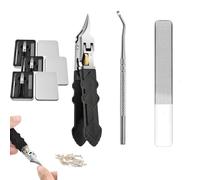 3pc Black Grip Gear Lock Nail Clipper Set with Ultra-Sharp Tips, Curved Sharp Blades Precise Access to Nail Grooves Professional-Grade Manicure Tool for Men Seniors(3pcs)