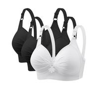 3PC Bras for Women Multipack Comfortable Seamless Wireless Bra Skin-Friendly High Support Non-Slip Bralette Silky Plus Size Push Up Underwear Adjustable Thin Straps Bosom Everyday Wear