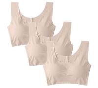 3PC Bras for Women Multipack Support Front Closure Underwire Bralettes for Women with Support T-Back Full Figure Plus Size Unlined Bra Khaki
