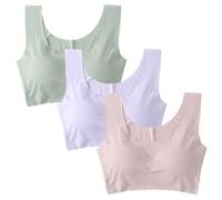 3PC Bras for Women Multipack Support Front Closure Underwire Bralettes for Women with Support T-Back Full Figure Plus Size Unlined Bra