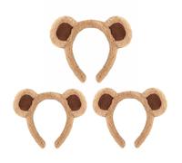 3Pc Brown Bear Ears Headband | Fuzzy Bear Ears Headwear | Adorable Plush Bears Hair Hoop Costume for Kids & Adults | Cartoon Plush Animal Ear Hairband Cosplay Costume Accessories for Party