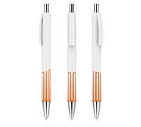 3pc- Business Office Gel Pen Color Stripes Press the Signature Pen-White Orange Stripes -1.0mm Black Beads