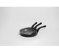3pc Can-to-Pan Aluminium & Ceramic Frying Pan Set with 3x Non-Stick Frying Pans Sized 20cm, 24cm and 28cm Masterclass Grey Large