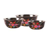 3pc Carbon Pansy Stainless Steel Camping Bowl Set - Reusable Picnic Party Pasta Food Dinner Serving Dinnerware Crockery Dishes - By BillyCan