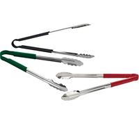 3pc Catergold Professional 12" (30cm) Stainless Steel Food Tongs Set (Red Green Black)