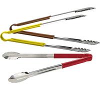 3pc Catergold Professional 12" (30cm) Stainless Steel Food Tongs Set (Red Yellow Brown)