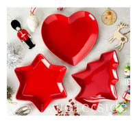 3pc Christmas Red Serving Dishes